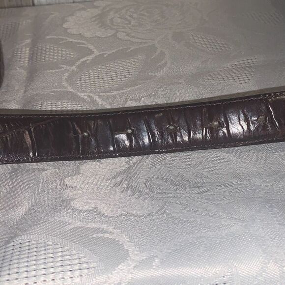Vintage Statement Animal Brighton Silver Elephant Buckle Crocodile Leather Large - Picture 10 of 11